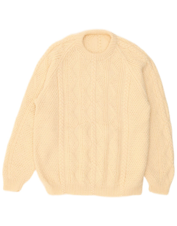 Vintage muški džemper s okruglim izrezom 2XL bež