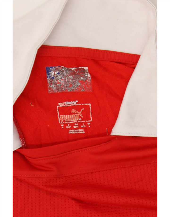 PUMA Mens Graphic Polo Shirt Large Red Colourblock