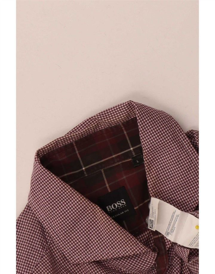 Hugo Boss muška košulja standardnog kroja, veliki bordo pamuk od ginghama