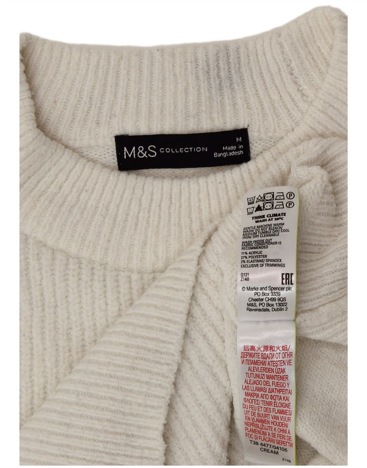 Marks & Spencer ženski džemper s okruglim izrezom UK 14 Srednje bijeli akril