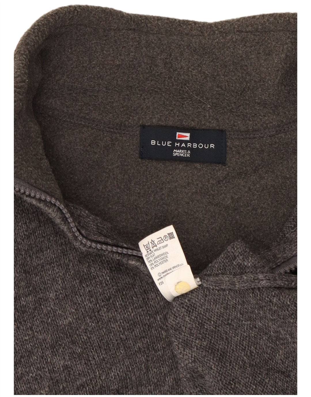 Marks & Spencer muški mali sivi džemper s izrezom i zipom Blue Harbor