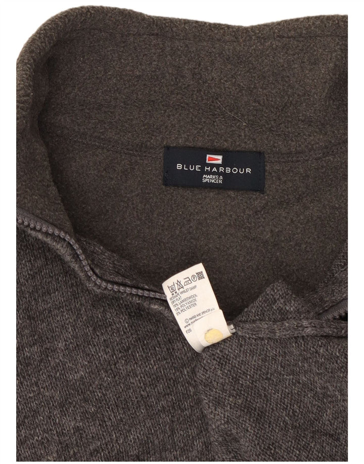 Marks & Spencer muški mali sivi džemper s izrezom i zipom Blue Harbor