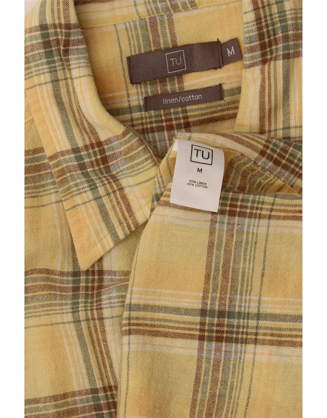 Vintage muška košulja kratkih rukava Srednje žuto karirano platno