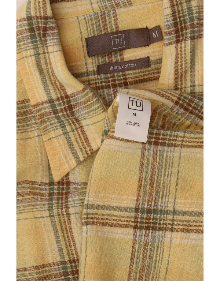 Vintage muška košulja kratkih rukava Srednje žuto karirano platno