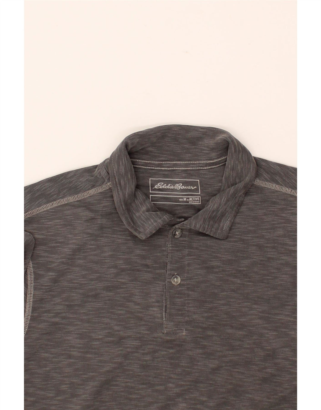 EDDIE BAUER Mens Polo Shirt Medium Grey Flecked Lyocell Vintage Eddie Bauer and Second-Hand Eddie Bauer from Messina Hembry 