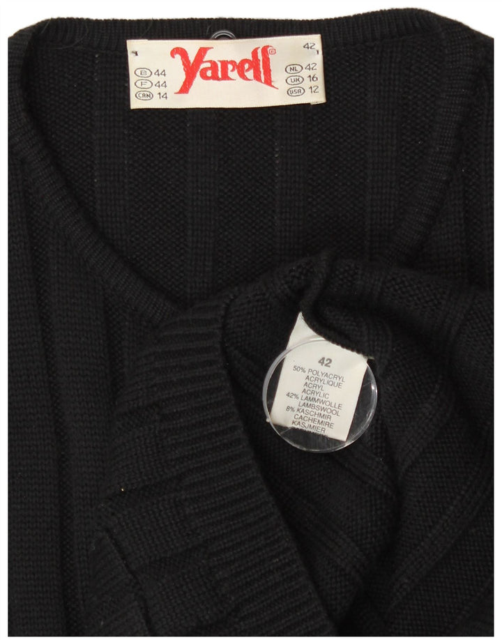 Yarell ženski dugi kardigan pulover UK 16 Veliki crni poliakril