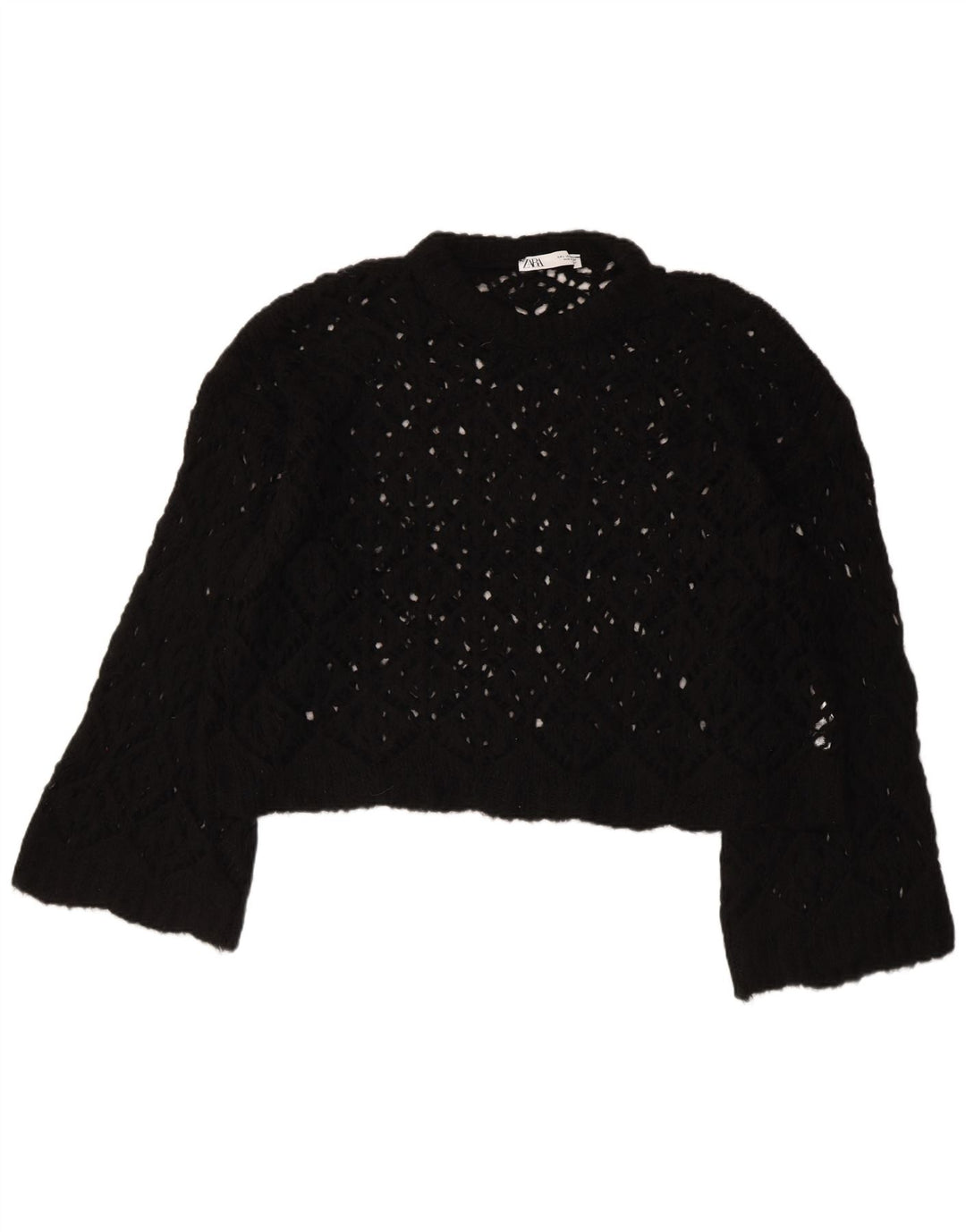 ZARA ženski kratki džemper s kratkim izrezom UK 16 Veliki crni