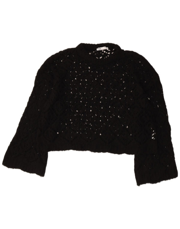 ZARA ženski kratki džemper s kratkim izrezom UK 16 Veliki crni