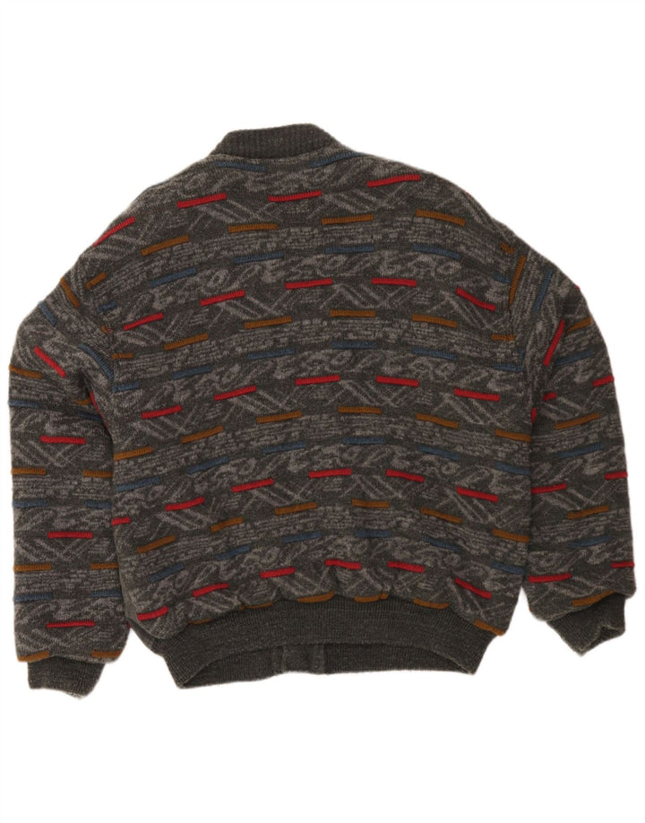 Vintage muška bomber jakna velike sive geometrije