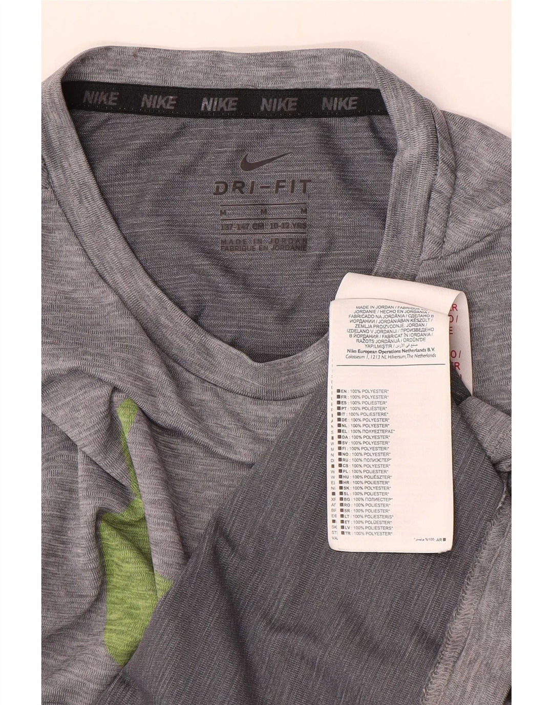 Nike Boys Dri Fit Graphic T-Shirt Top 10-11 Years Medium Grey Poliester