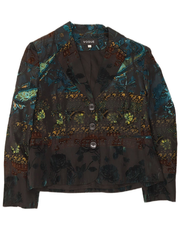 Vogue Womens 3 Button Blazer Jacket UK 14 Large Multicoloured Floral