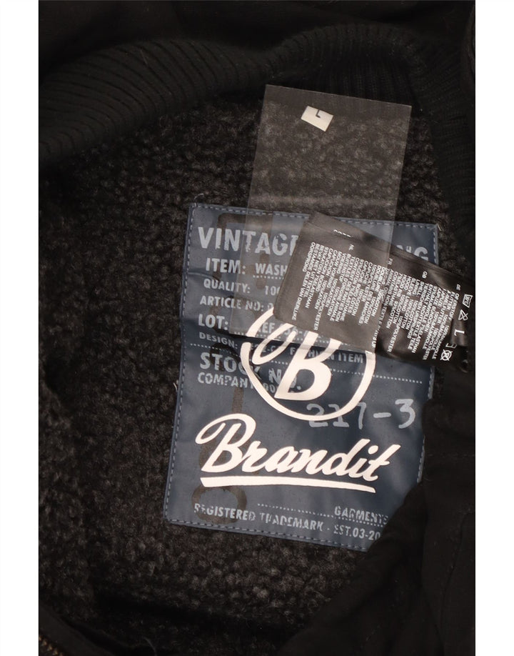 BRANDIT muška grafička vojna jakna s kapuljačom UK 40 velika crna poliester