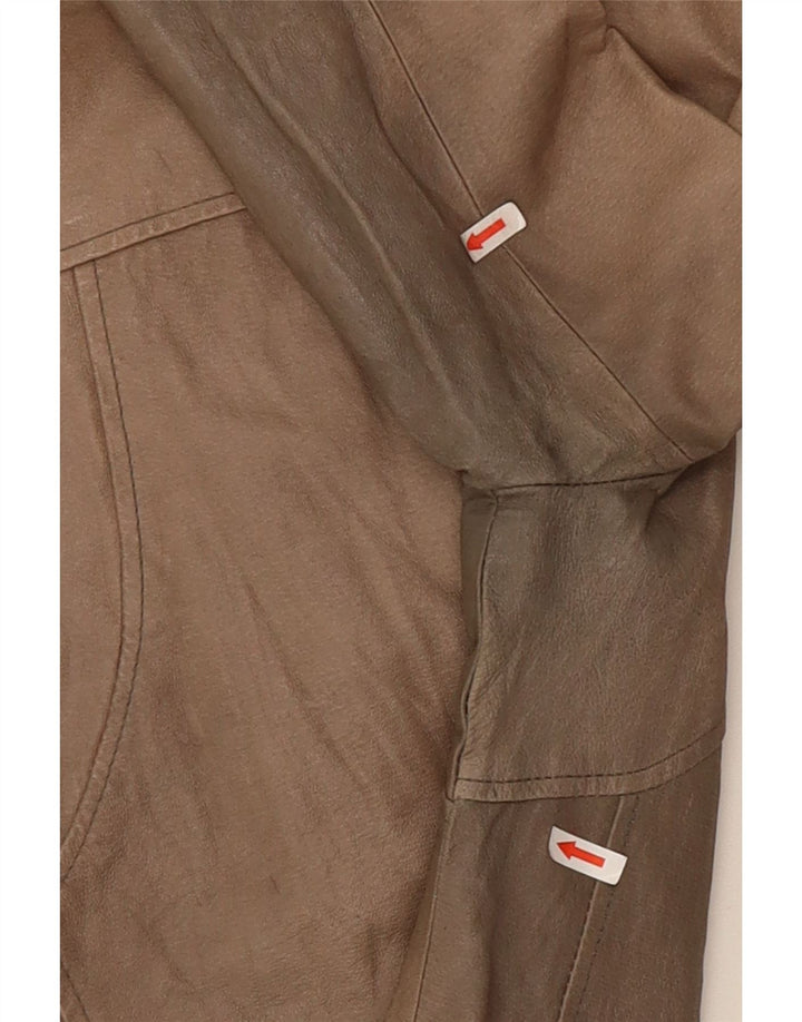 Vintage ženska crop kožna jakna UK 10 Mala bež
