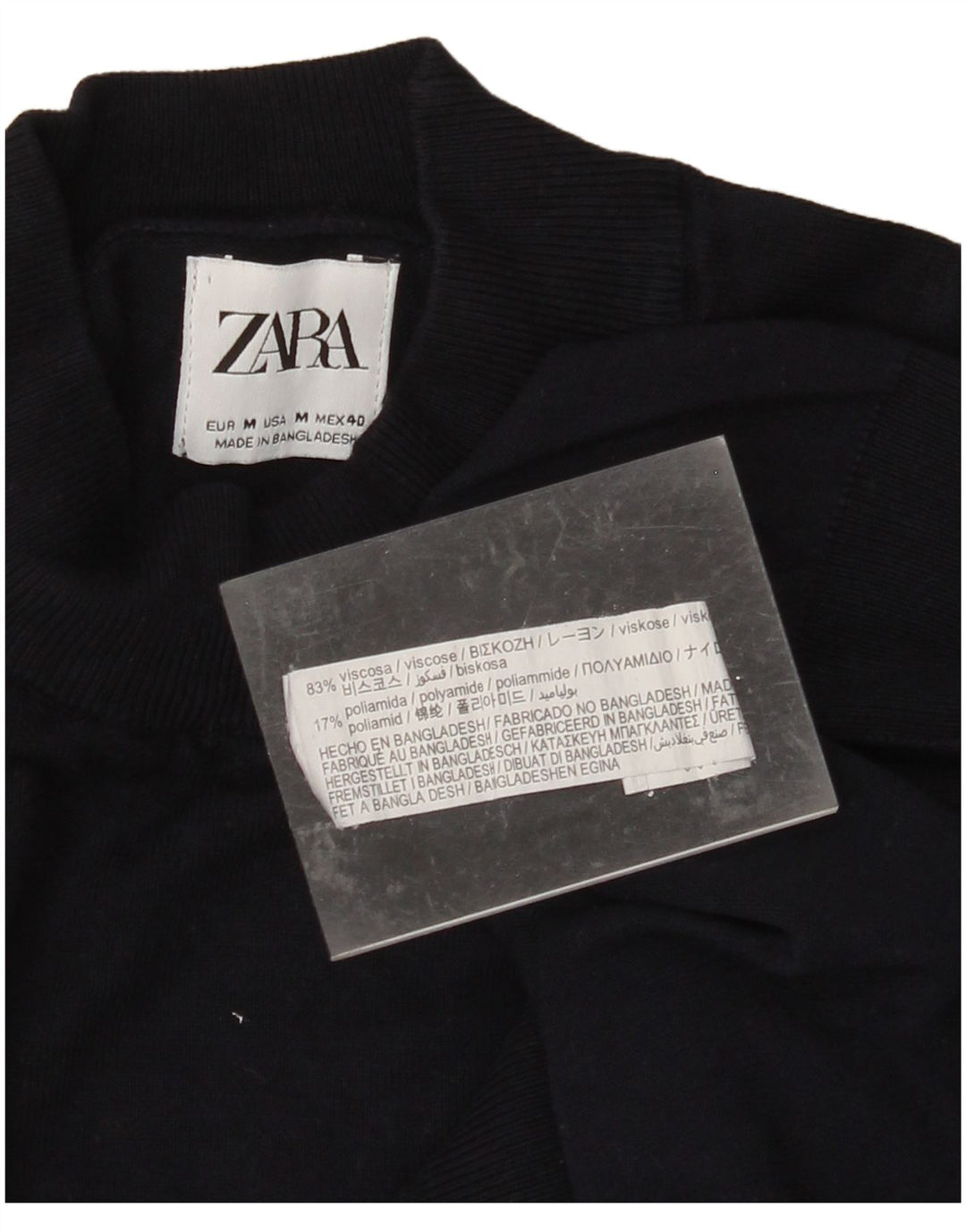 ZARA Womens Turtle Neck Jumper Sweater UK 14 Medium Navy Blue Viscose