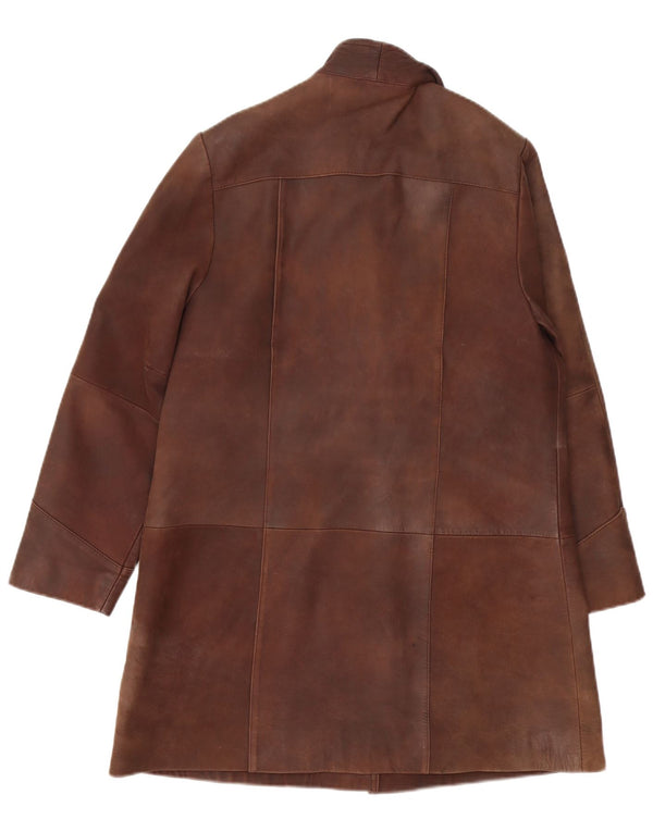 Torus Womens Leather Coat UK 12 Medium Brown