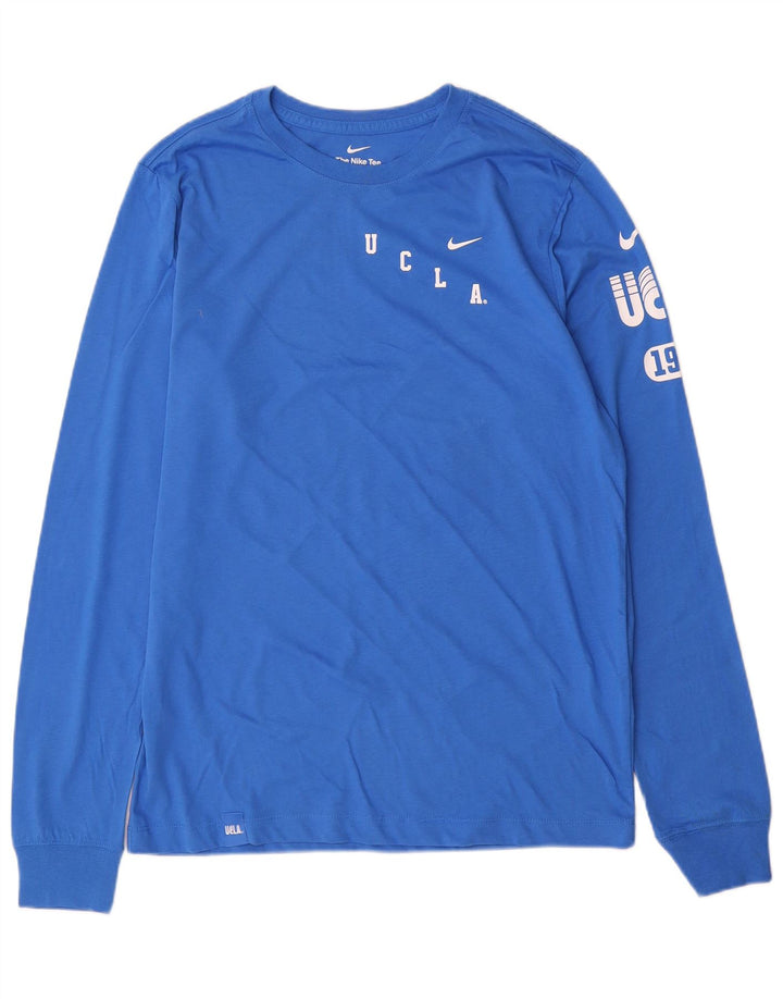 Nike muška grafička majica dugih rukava srednje plave boje pamuka