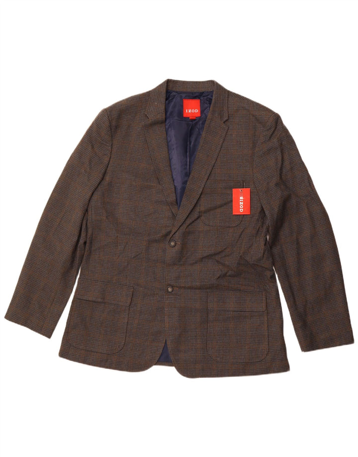 IZOD muška jakna sa 2 gumba UK 42 XL sivi karirani poliester