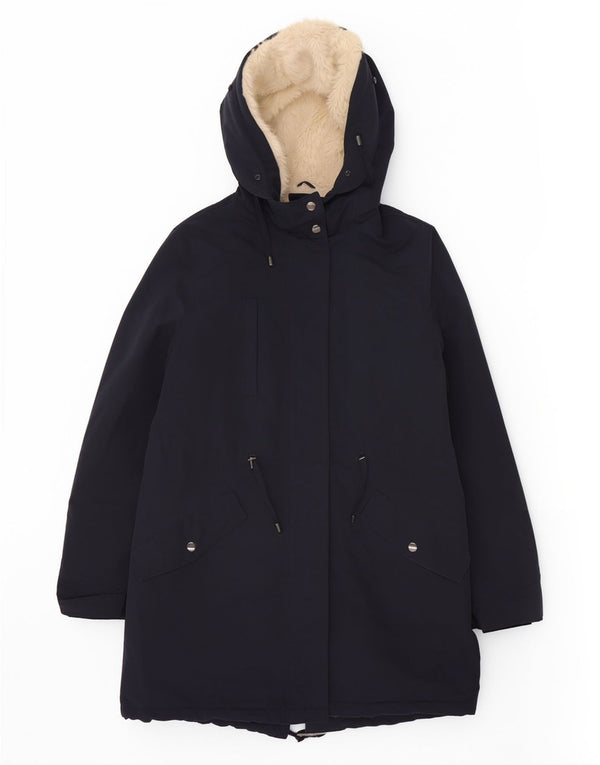 Marks & Spencer ženska šerpa parka jakna s kapuljačom UK 12 srednje tamnoplava
