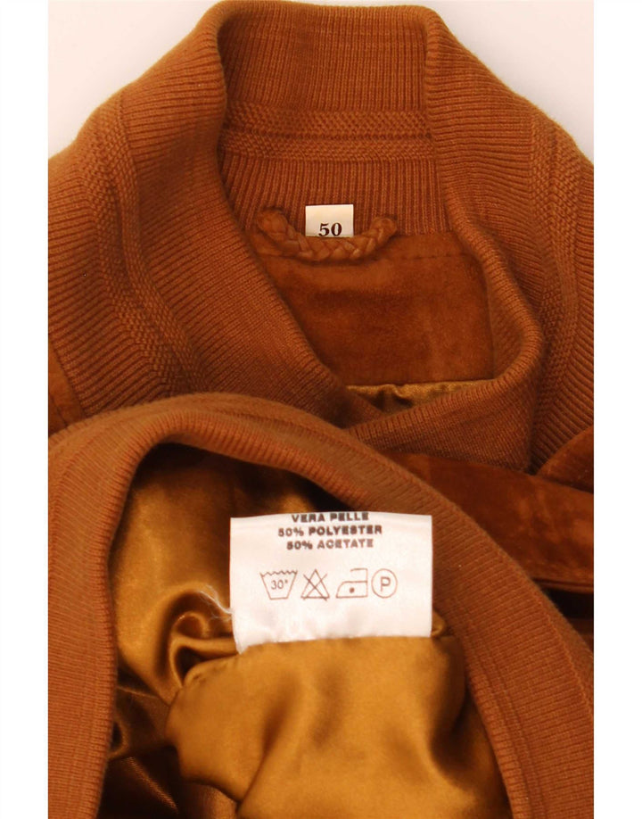 Vintage muška bomber jakna od brušene kože IT 50 velika smeđa koža