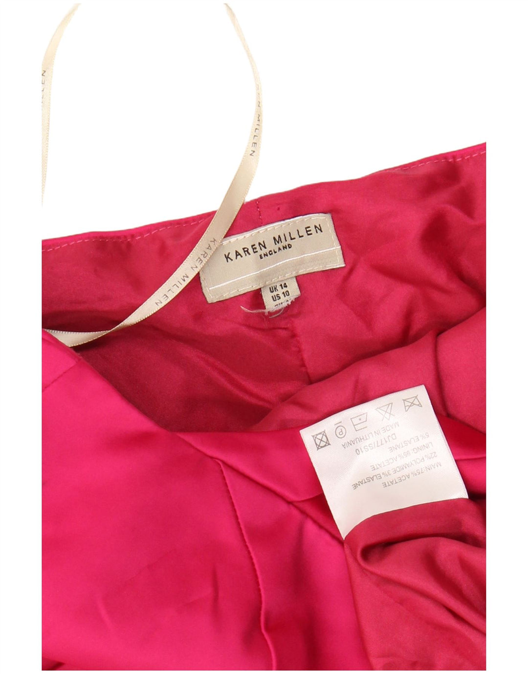 KAREN MILLEN Ženska haljina uz haltere UK 14 Veliki ružičasti acetat