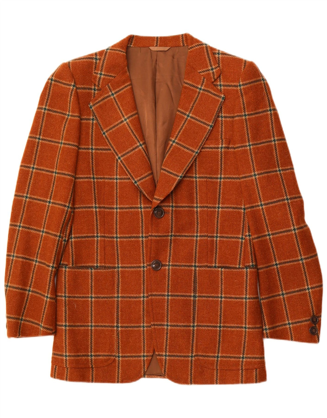 VINTAGE muška jakna sa 2 gumba IT 50 veliki smeđi karirani vuneni