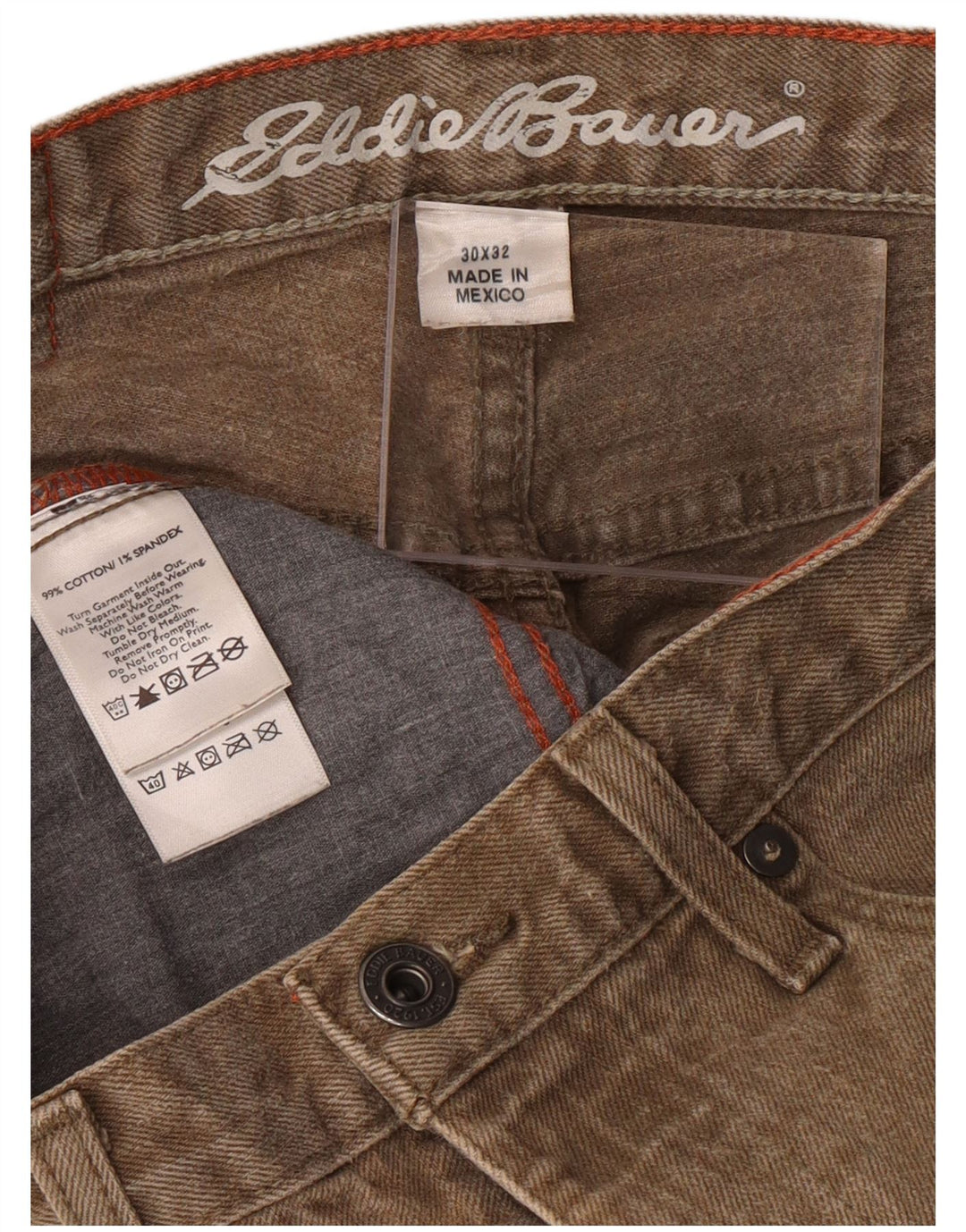 EDDIE BAUER Muške uske traperice W30 L32 Bež pamuk