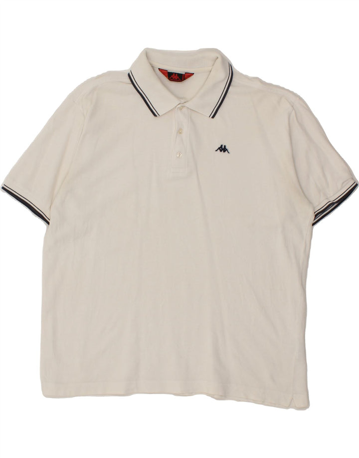 KAPPA Mens Polo Shirt XL White Cotton Vintage Kappa and Second-Hand Kappa from Messina Hembry 