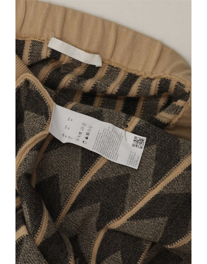 Hugo Boss ženska pletena lepršava suknja srednje veličine W30 bež geometrijska vuna