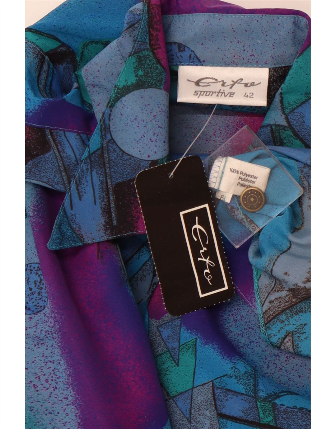 ERTO ženska košulja s apstraktnim uzorkom EU 42 veliki plavi poliester