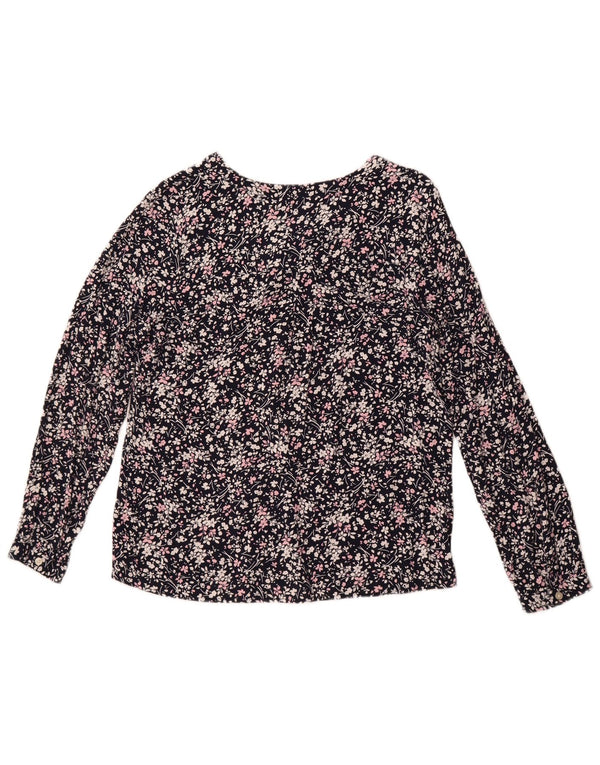 Crew Clothing Ženski gornji dio bluze dugih rukava UK 12 srednje tamnoplave cvjetne boje