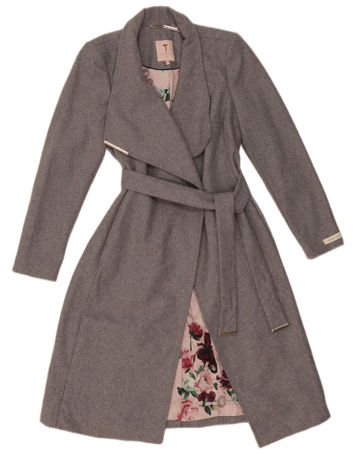 Ženski kaput Ted Baker na omot, veličina 1 XS, siva vuna