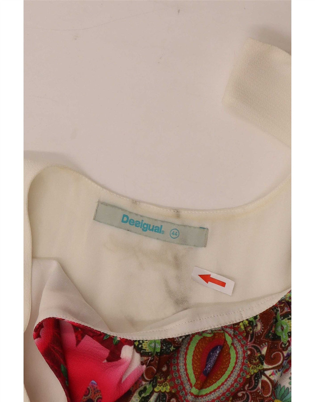 Ženska tunika bez rukava Desigual EU 44 XL bijeli poliester s cvjetnim motivima
