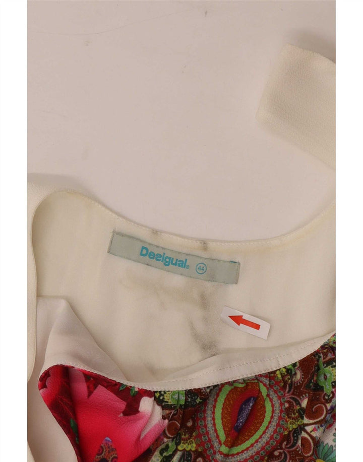 Ženska tunika bez rukava Desigual EU 44 XL bijeli poliester s cvjetnim motivima