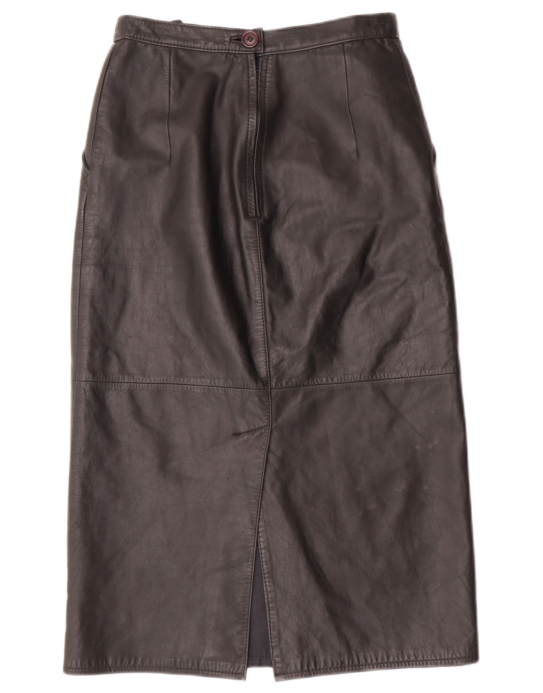 CHALICE Ženska kožna suknja visokog struka UK 8 Mala W24 crna koža