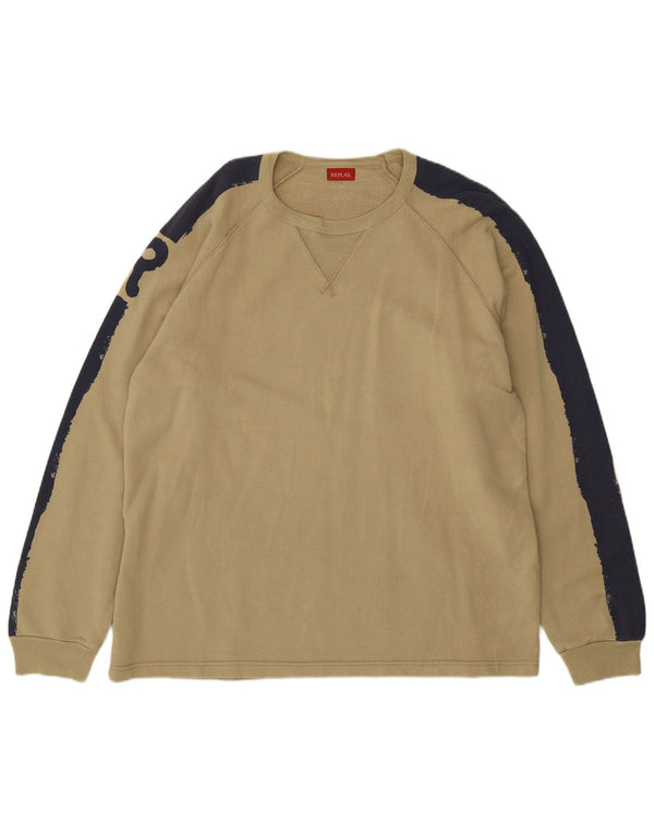 REPLAY muška majica s kratkim rukavima XL, kaki pamuk