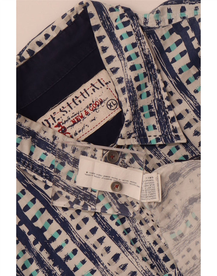 Desigual muška majica kratkih rukava XL plavi geometrijski pamuk