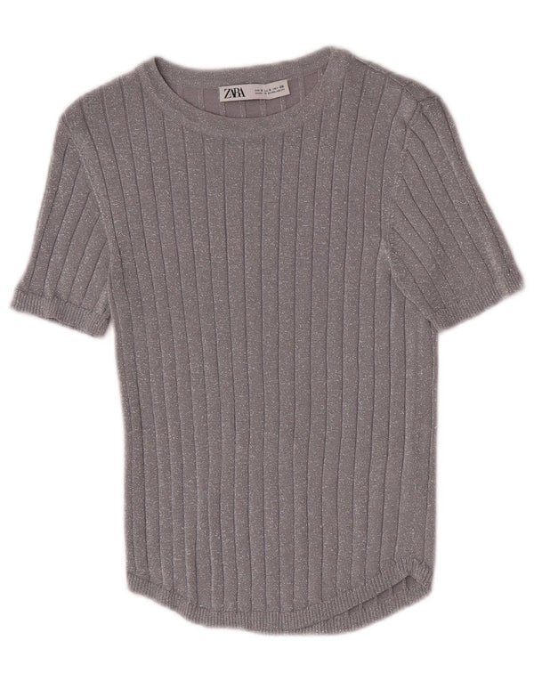 Zara Womens Blouse Top UK 8 Small Silver Flecked