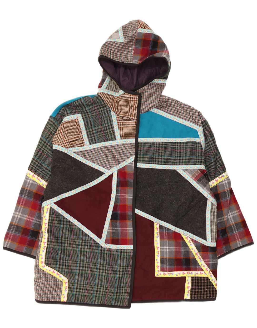 VINTAGE Ženska vjetrovka s kapuljačom UK 20 2XL Raznobojni patchwork