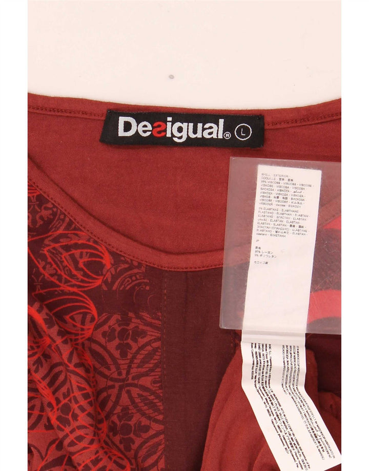 Desigual ženski gornji dio bluze s apstraktnim uzorkom UK 14 Velika crvena viskoza