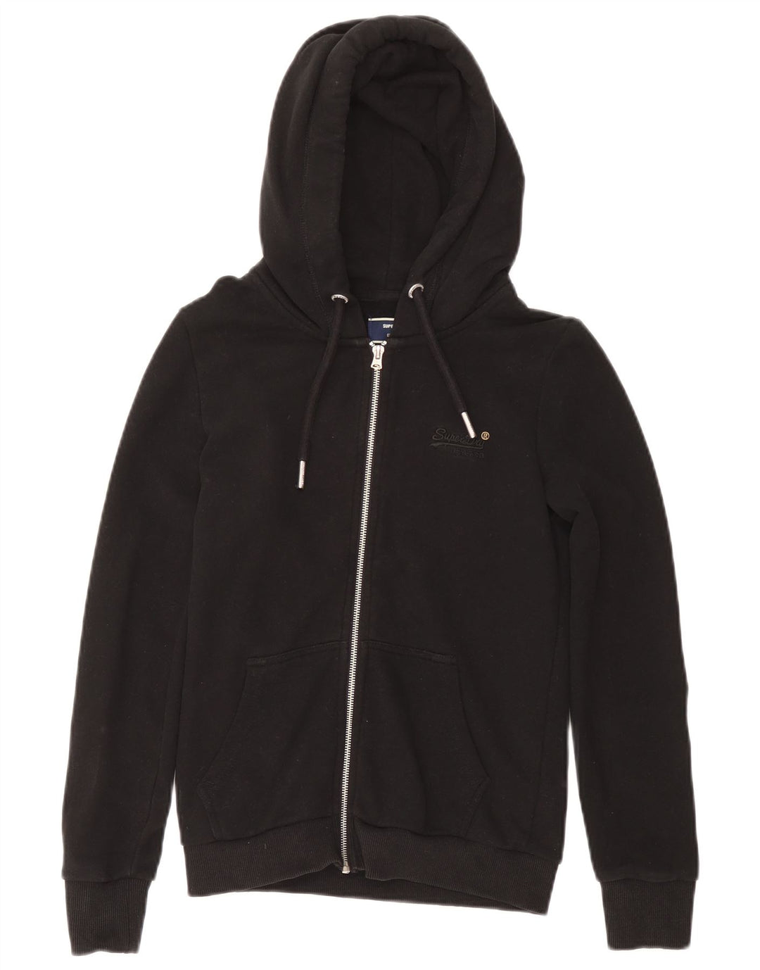 SUPERDRY Womens Zip Hoodie Sweater UK 8 Small  Black