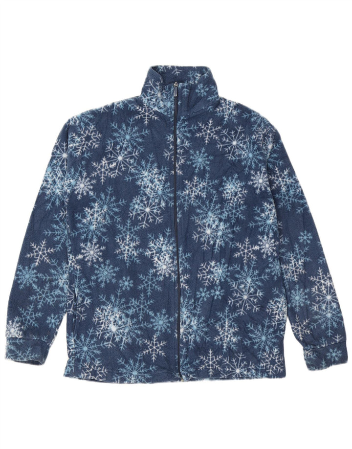 VINTAGE ženska jakna od flisa UK 20 2XL tamnoplava Fair Isle poliester