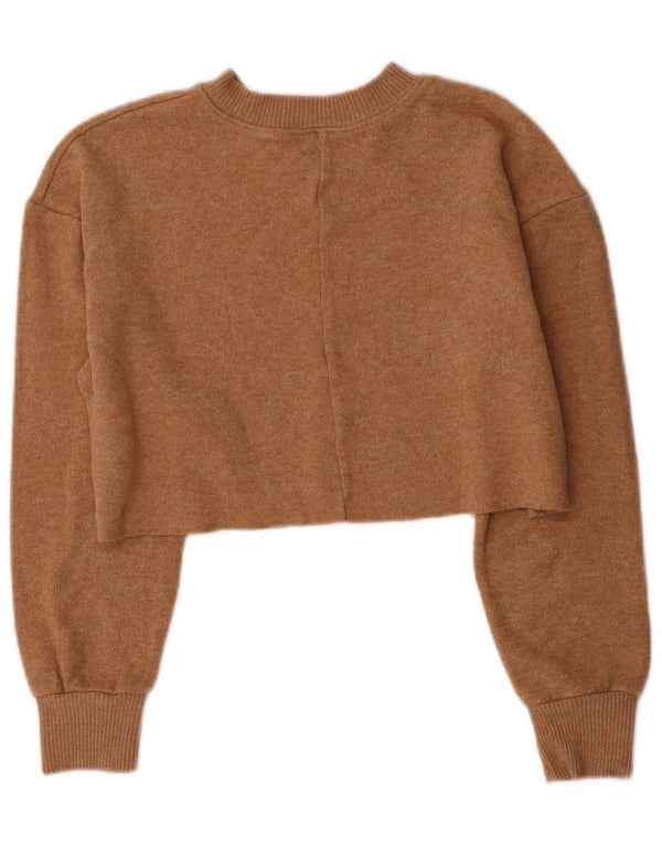 Zara ženski kratki pulover s okruglim izrezom UK 10 Small Brown