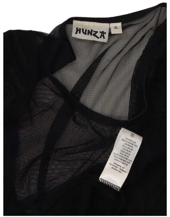 HUNZA ženska maksi haljina bez rukava UK 18 XL crna paisley viskoza