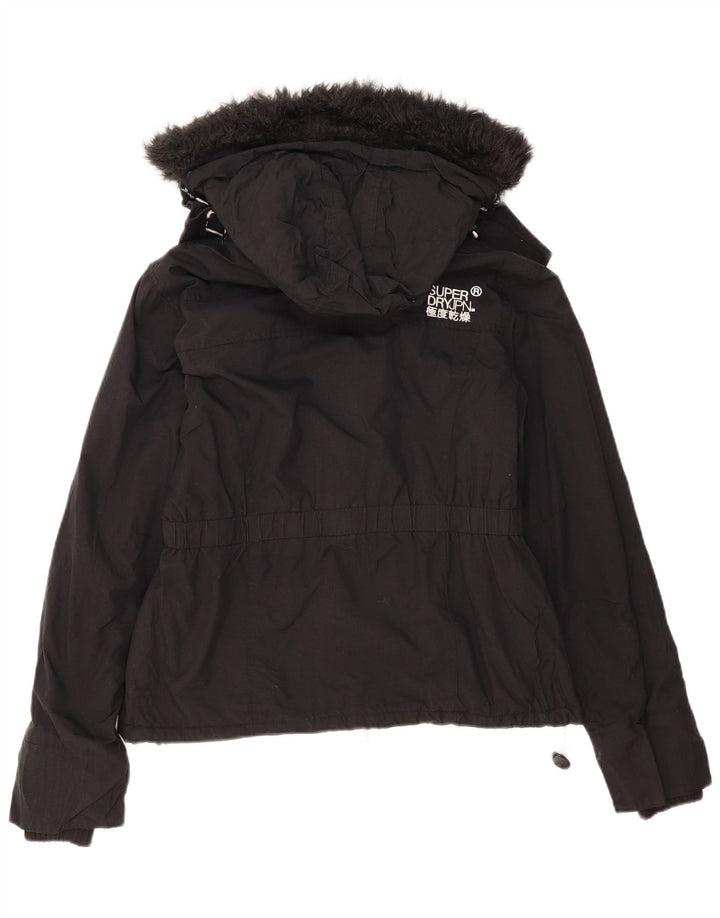Superdry ženska vjetrovka s kapuljačom UK 16 veliki crni poliester