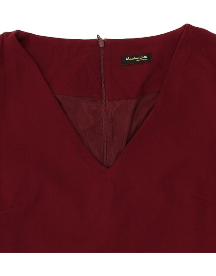 MASSIMO DUTTI Womens 3/4 Sleeve Basic Dress EU 40 Medium Burgundy Vintage Massimo Dutti and Second-Hand Massimo Dutti from Messina Hembry 