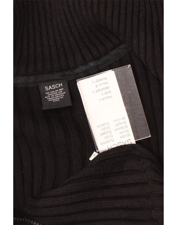 Sasch ženski kardigan pulover UK 16 Veliki crni pamuk