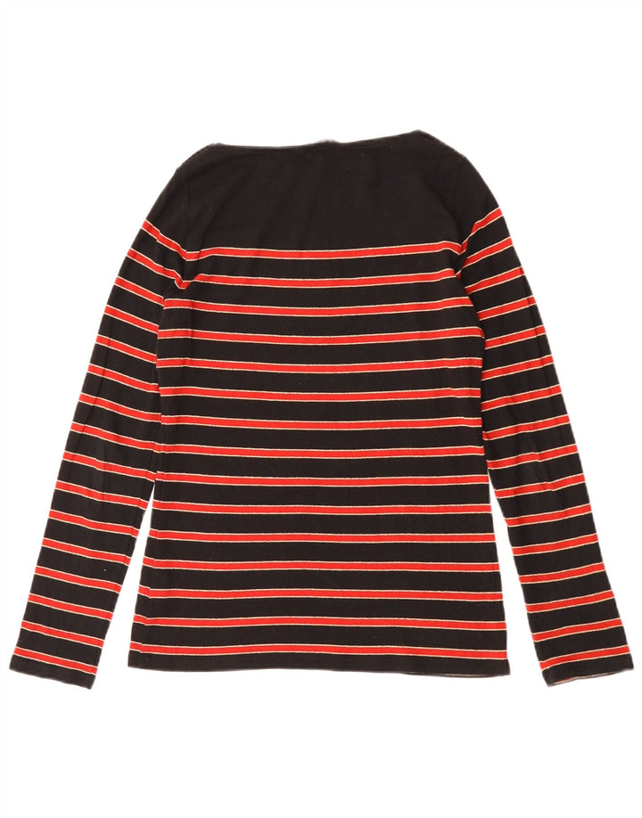 Ženska majica dugih rukava Ralph Lauren UK 12 srednje crne pruge od pamuka