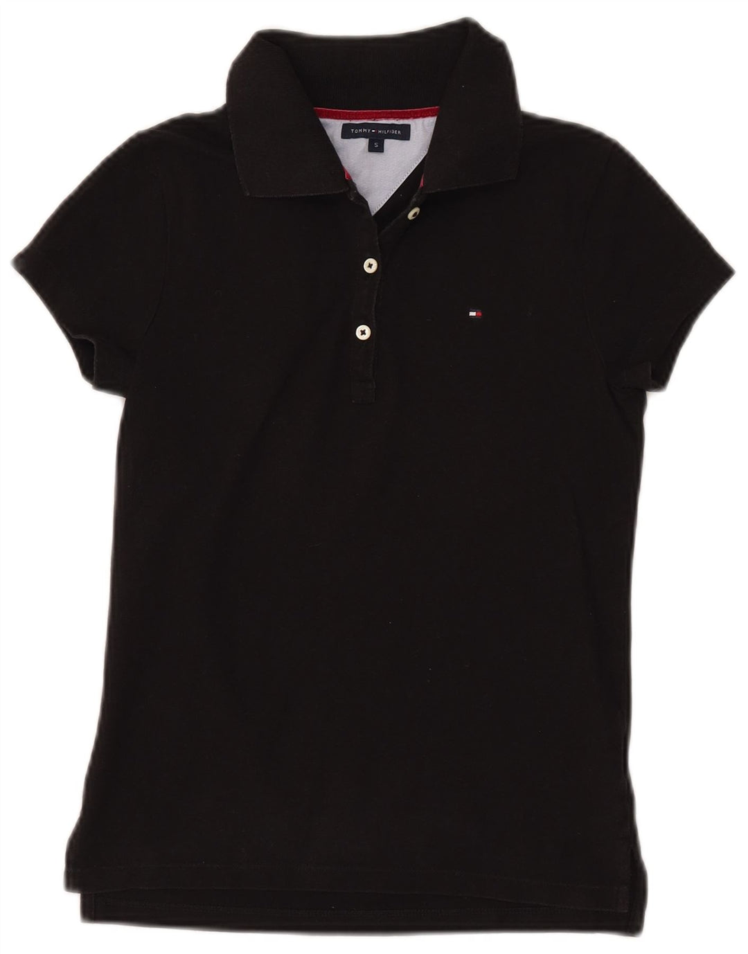 TOMMY HILFIGER Ženska polo majica UK 8 Mala crna pamuk