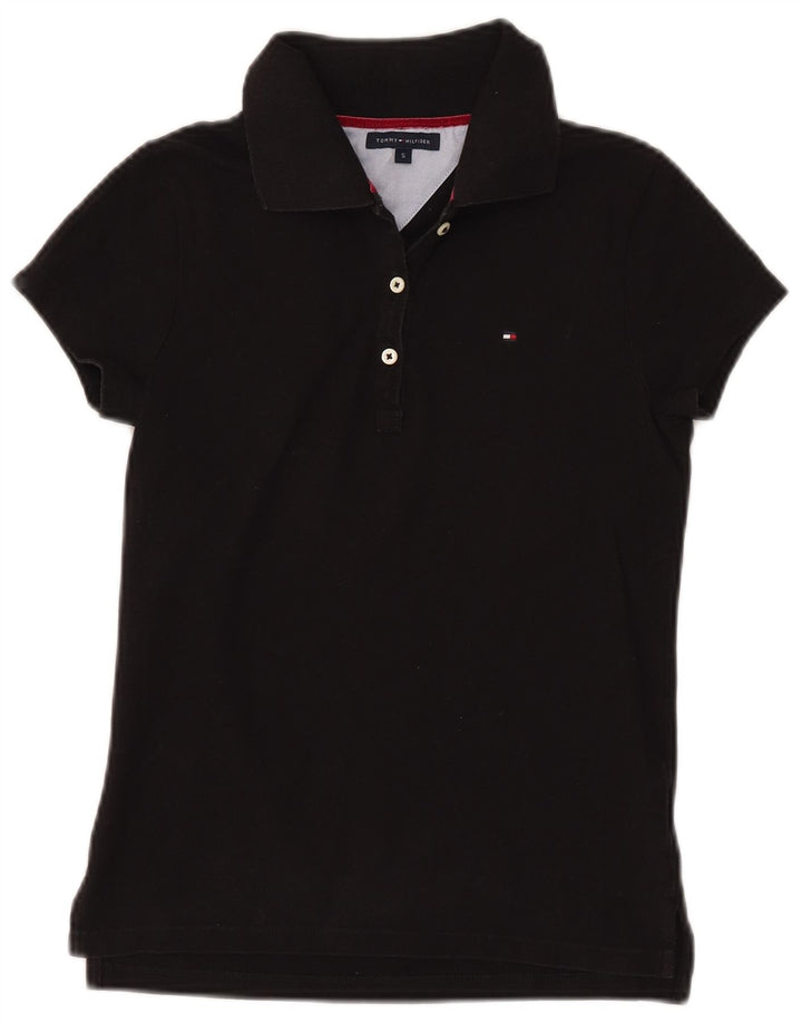 TOMMY HILFIGER Ženska polo majica UK 8 Mala crna pamuk