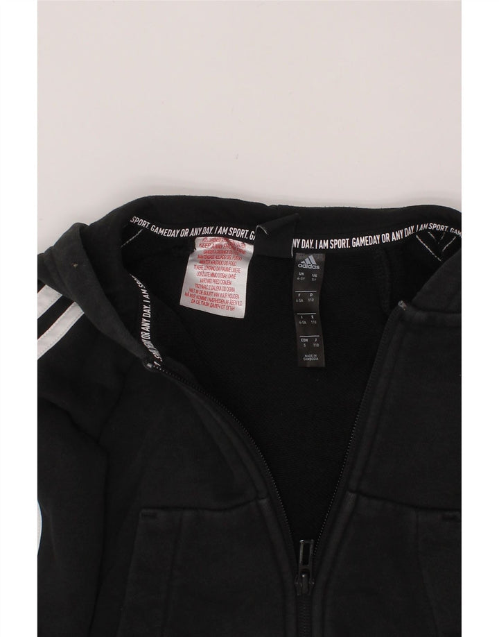 ADIDAS pulover s kapuljačom na patentni zatvarač za dječake 4-5 godina, crni pamuk